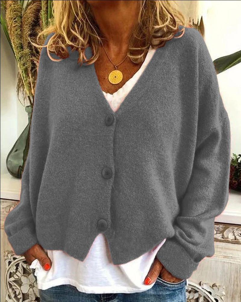 Womens Knit Cardigan Open Front With Button Closure Street-Wave Cozy Casual Everyday Essential