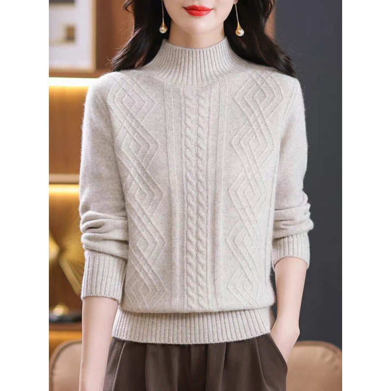 Street-wave Womens Cable Knit Turtleneck Sweater Warm Ribbed Cozy Knit For Women