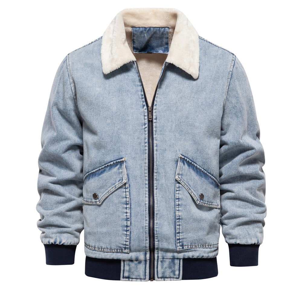 Street Wave Denim Jacket For Men With Cozy Lined Interior Timeless Urban Style For Everyday City Living
