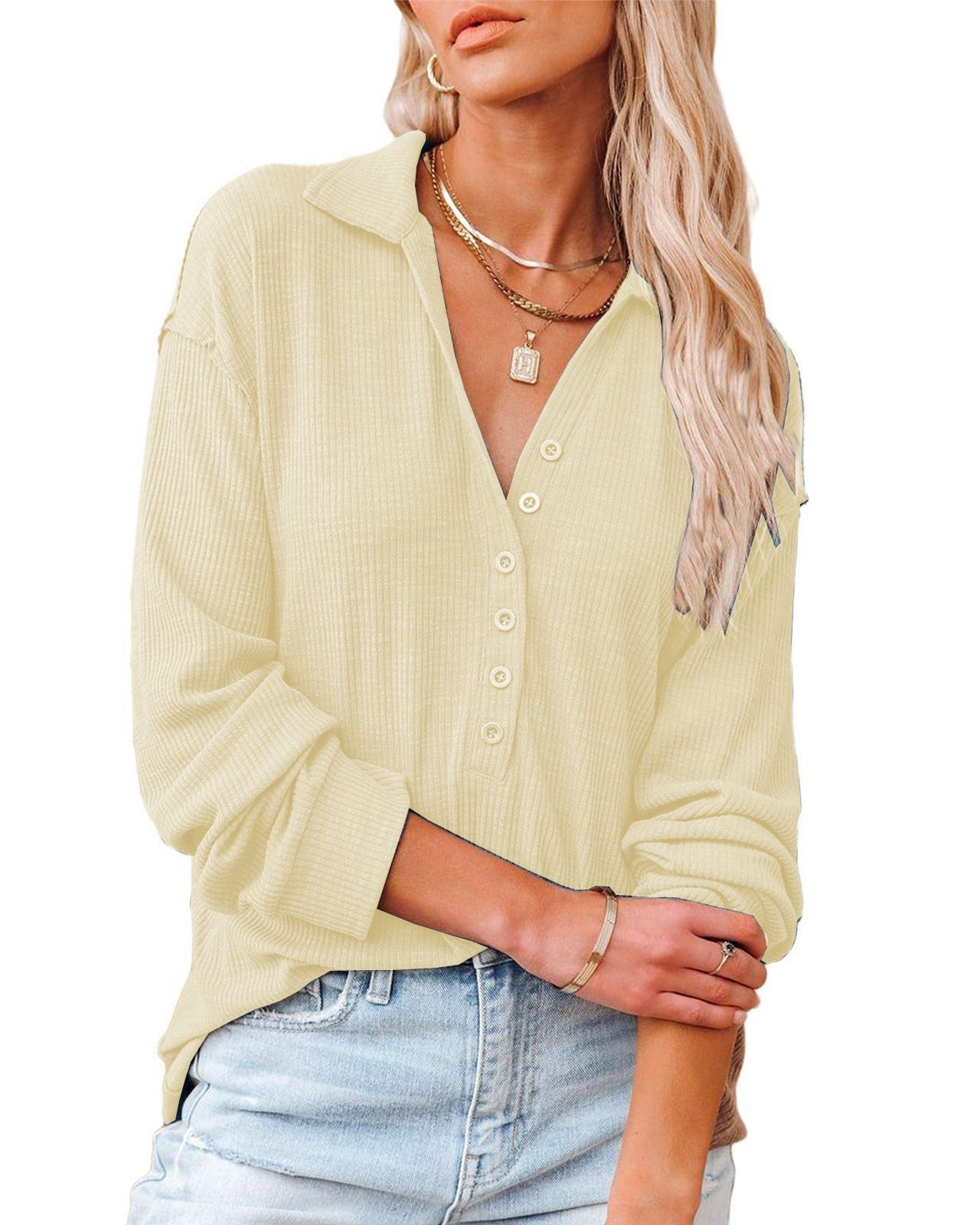 Street-wave Women's Button Front Shirt With Textured Pattern For Casual Comfort
