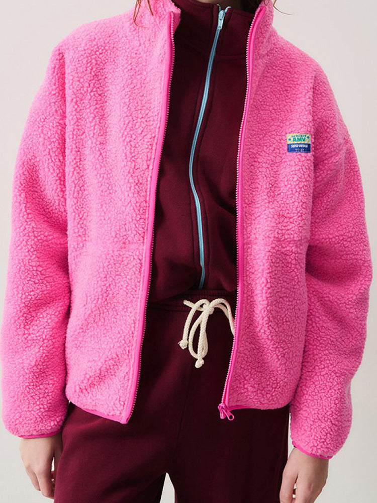 Street-Wave Womens Plush Jacket High Collar Cozy Warmth