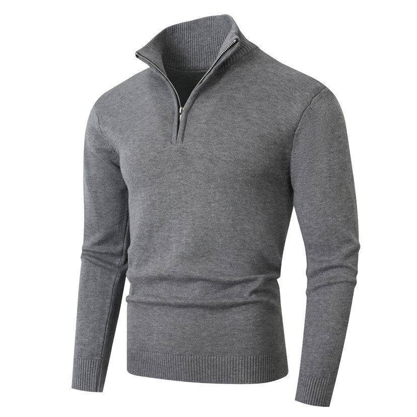 Men's Knit Pullover With Stand Collar And Premium Zip By Streetwave Breathable Cotton Comfort