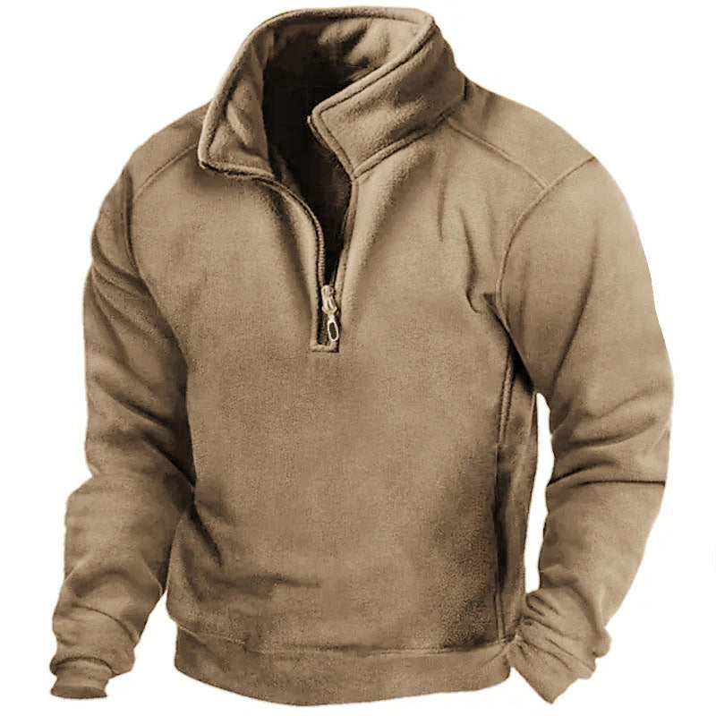 Street-Wave Men's Fleece Pullover Quarter Zip With High Collar For Warm Outdoor Wear