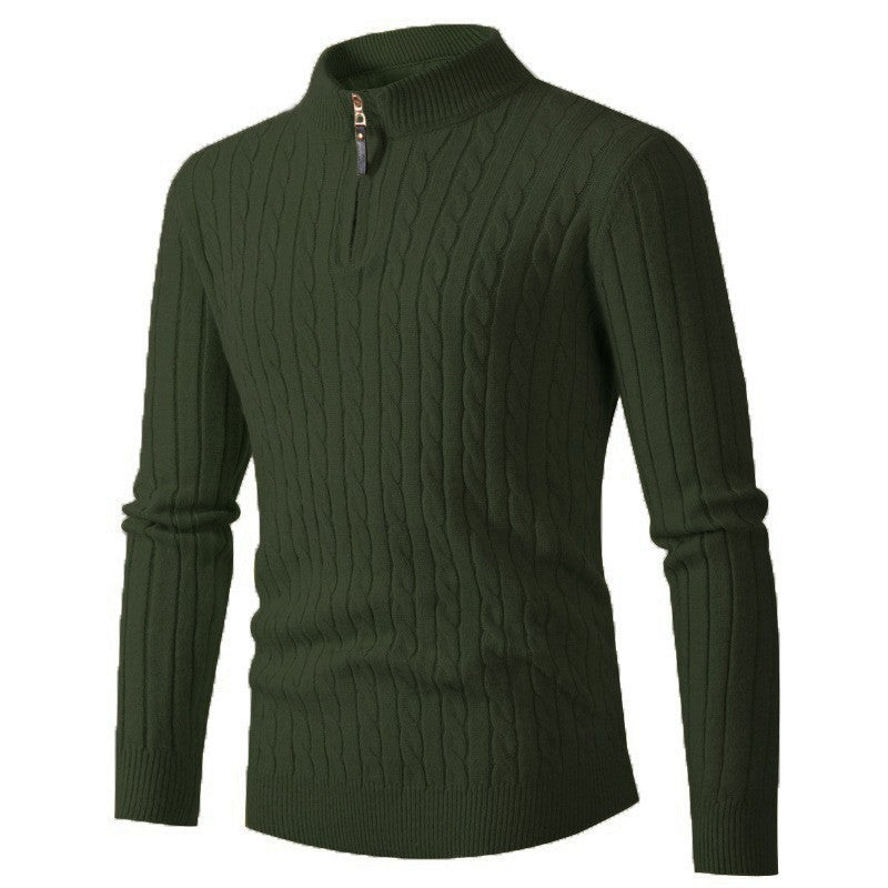 Streetwave Mens Cable Knit Pullover With Zip Collar Warm Versatile Classic Style