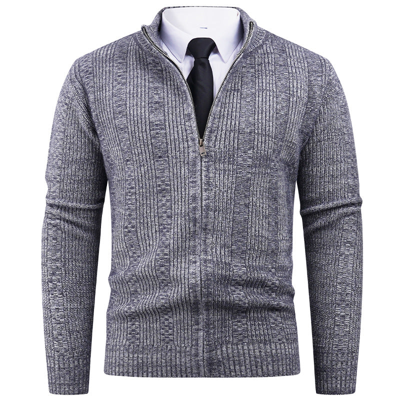 Mens Cable Knit Cardigan With Modern Zipper By Street-wave Premium Versatile Wool Blend For Work Or Casual