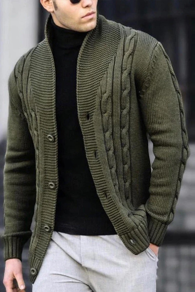 Street-wave Mens Cable Knit Cardigan With Durable Button Closure For Cool Days Everyday