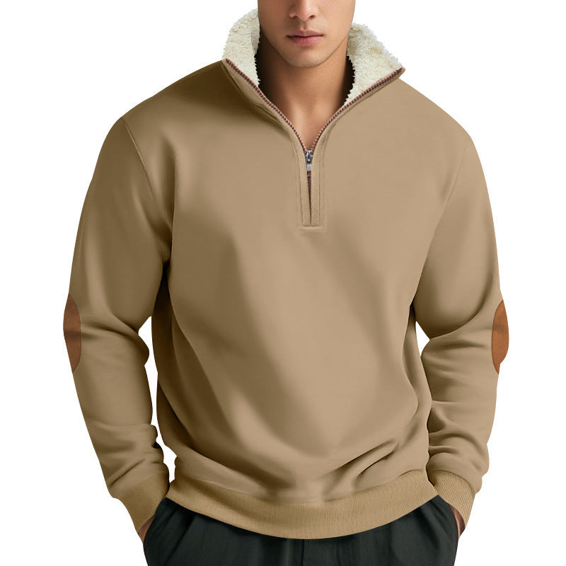Men's Fleece Pullover Street-Wave With Stand Collar And Contrast Details For Style-Minded Men