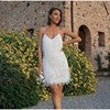Street Wave Glittering Feathered Evening Dress For Women With Shimmering Accents