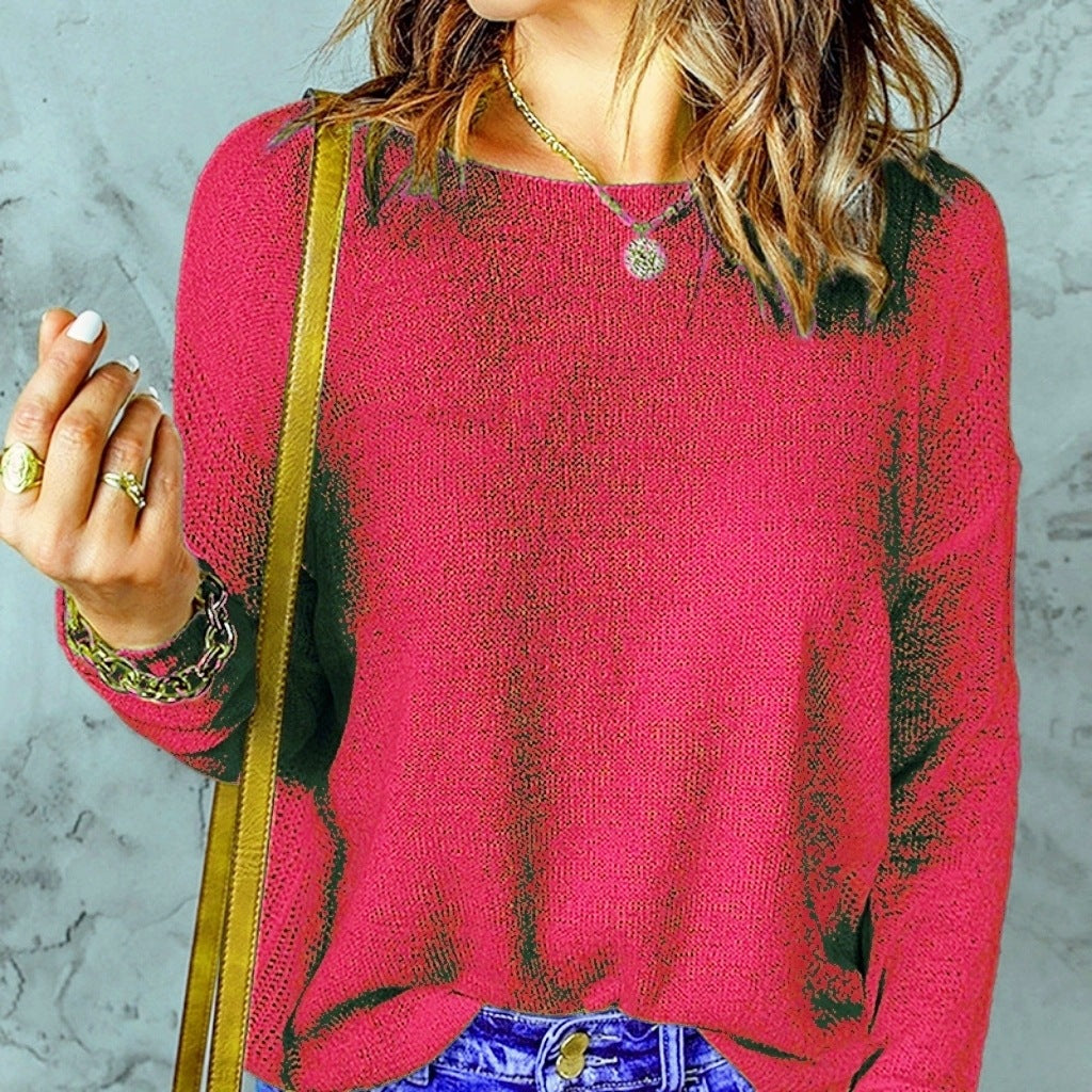 Street-wave Women's Loose Knit Sweater With Wide Fit And Decorative V Neck Soft Cotton Comfort