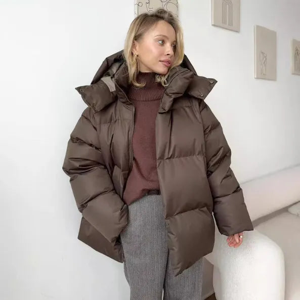 Streetwave Down Jacket For Women Windproof Warmth Hooded Puffer Coat With Figure Flattering Fit