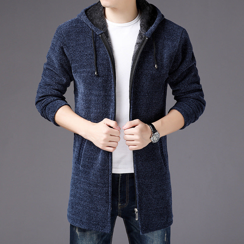 Street-Wave Hooded Zip Jacket For Men Cozy Soft Knit Fabric Versatile Everyday Wear For All Seasons