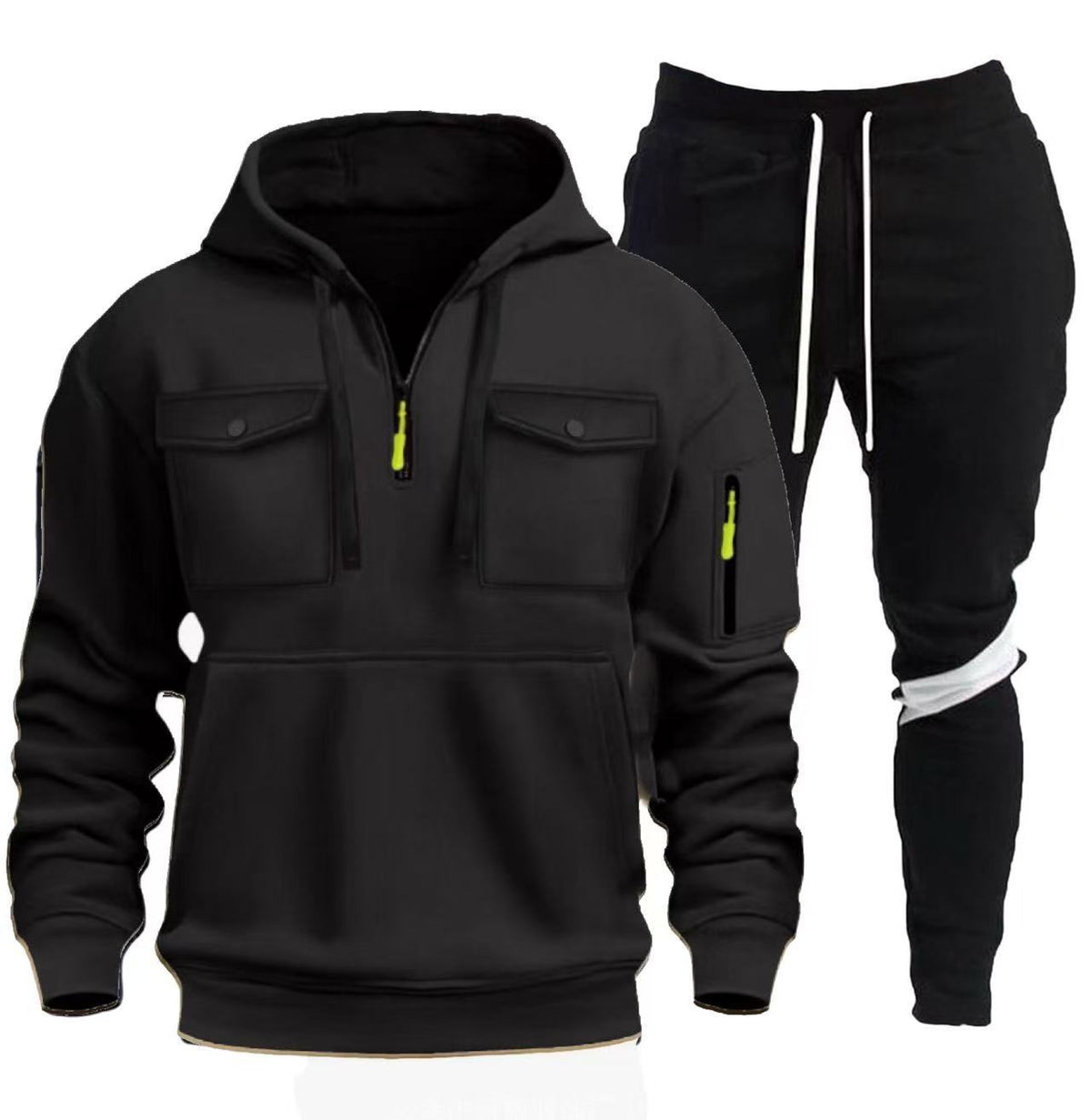 Street-wave Mens Hooded Jacket and Joggers Set Versatile Athleisure for Active Days