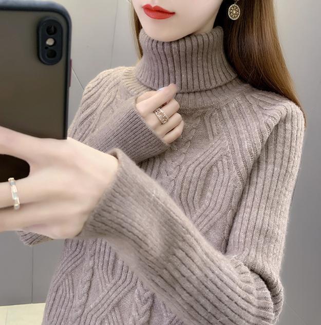 Street-wave Womens Turtleneck Sweater Cozy Cable Knit Structured Pattern Soft Warmth For Women