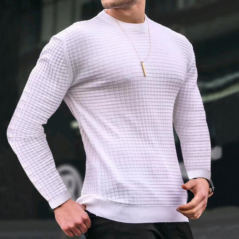 Street-Wave Mens Elegant Textured Knit Sweater With Structured Surface For Modern Men