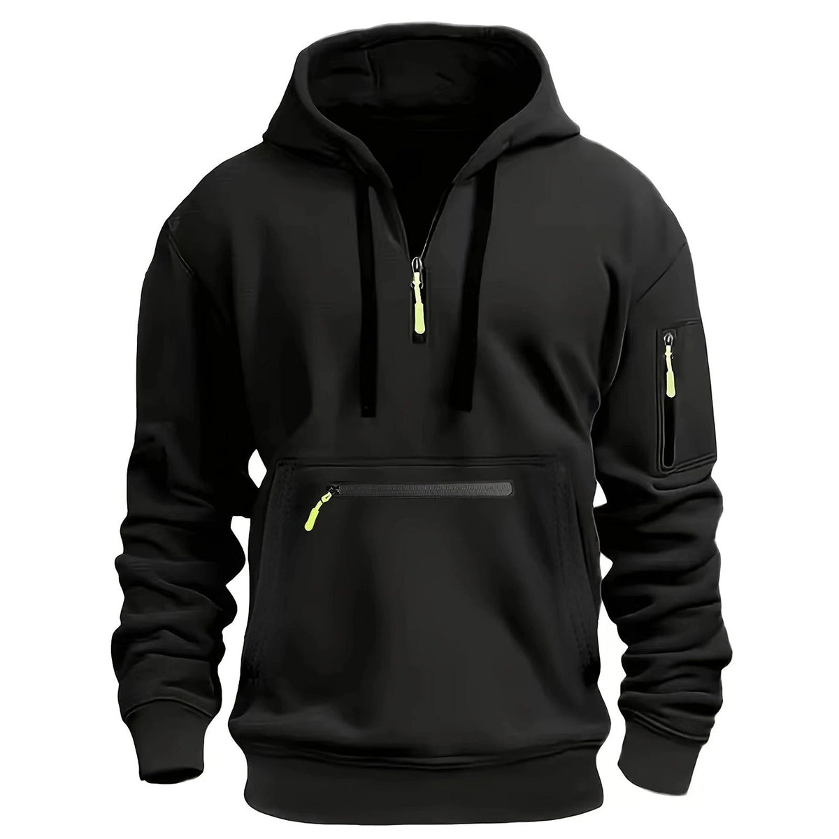 Zip Hoodie for Men Street Wave Reflective Details Durable Breathable Front Zip Pocket Arm Pocket