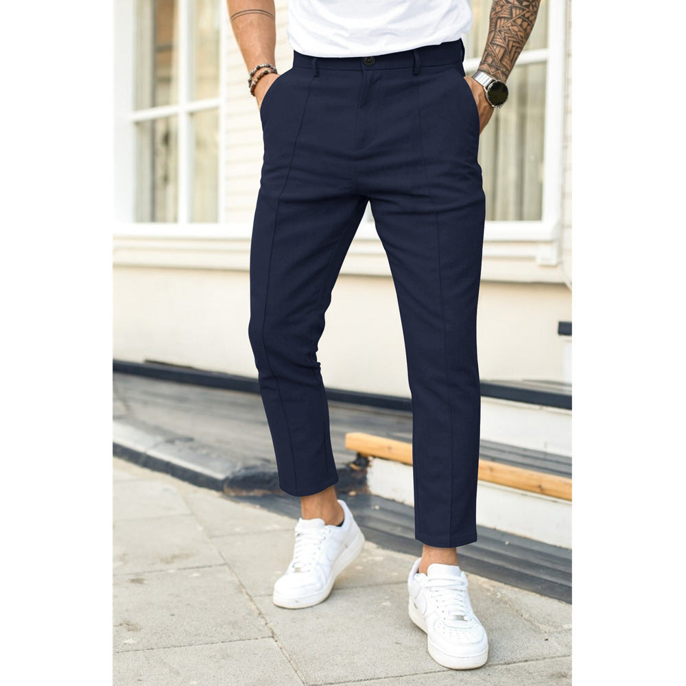 Nordic Flair Men's Slim Fit Ankle Trousers With Double Pleats
