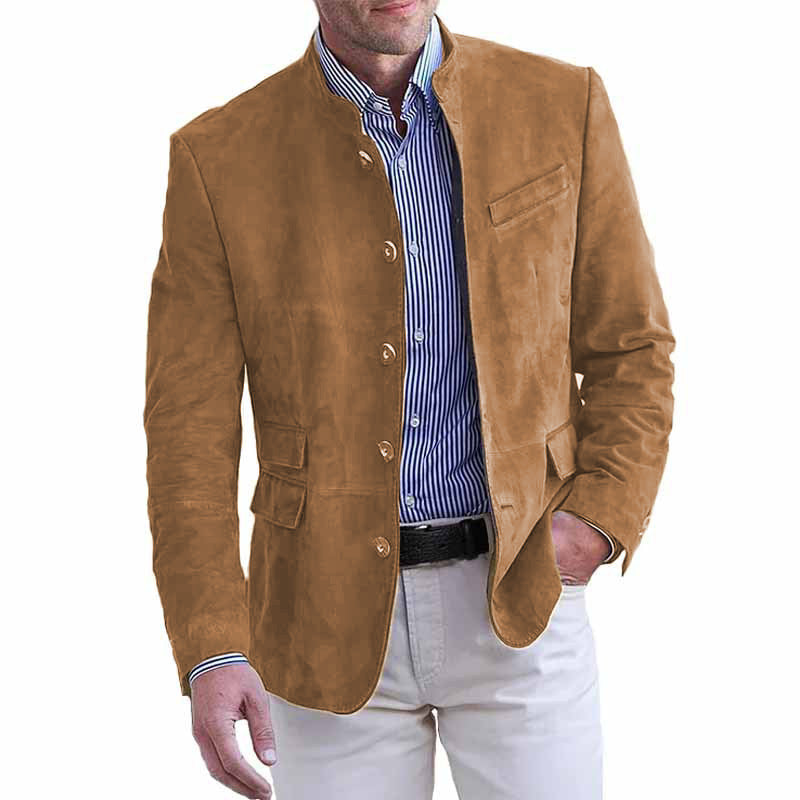 Street-Wave Mens Elegant Suede Blazer With Fashionable Accents For Formal And Smart Casual
