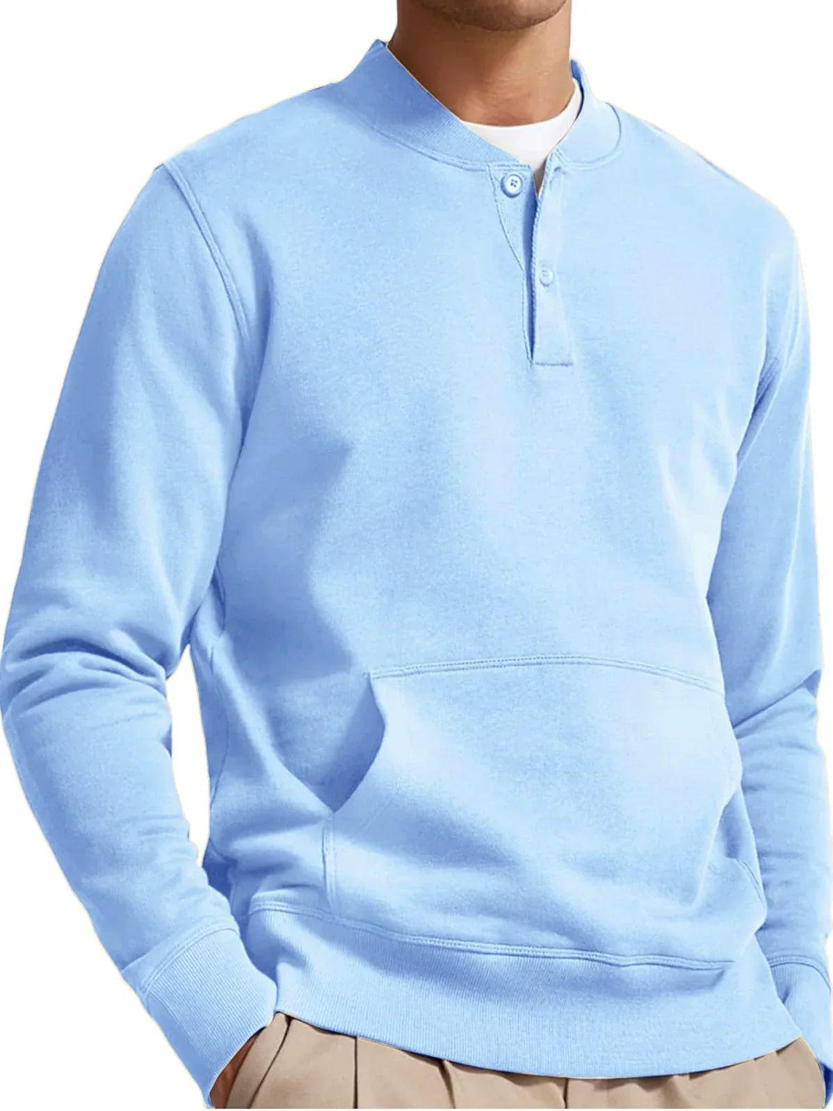 Street-Wave Men Pink Cotton-Blend Sweatshirt Button Neck