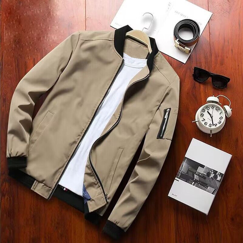 Mens Modern Bomber Jacket With Practical Pockets And Elastic Cuffs Streetwave Everyday Urban Wear