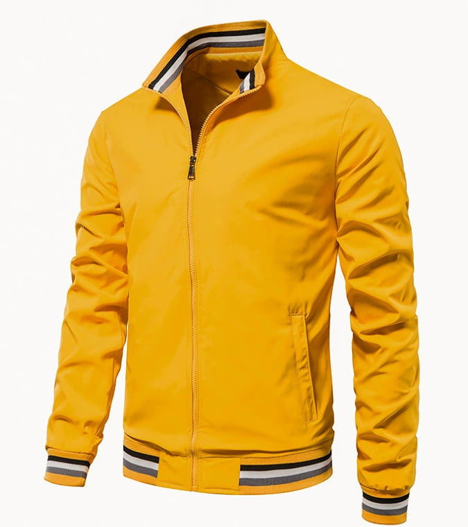 Street-wave Men's Fashion Bomber Jacket With Elastic Cuffs Durable And Stylish Everyday Streetwear
