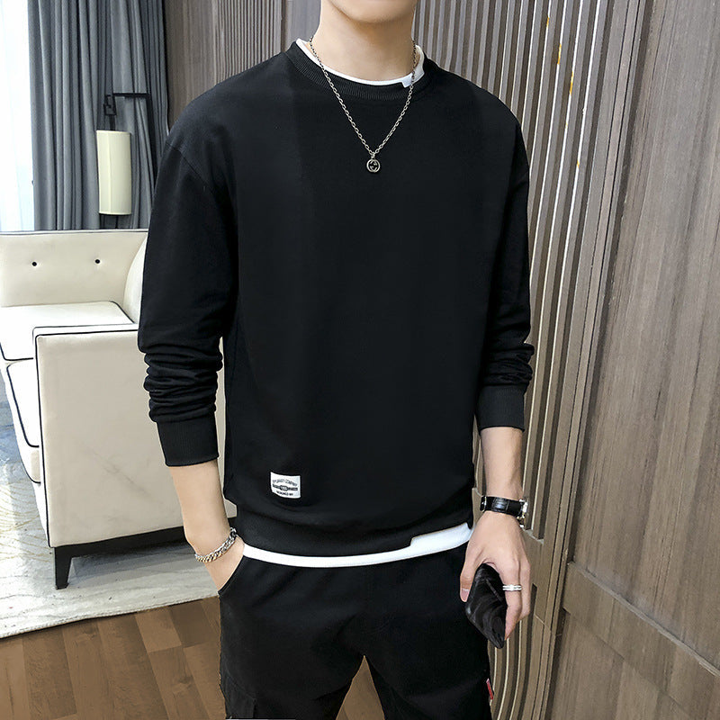 Mens Casual Sweatshirt With Contrast Hem From Street Wave Premium Soft Cotton Blend For Everyday Wear