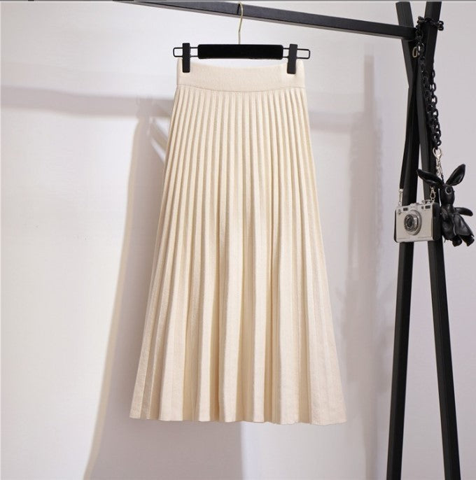 Street-wave Pleated Maxi Knit Skirt for Women Elegant Comfortable Everyday Wear Chic