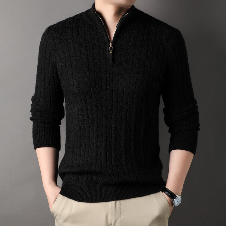 Streetwave Men's Zip Up Cable Knit Pullover Premium Soft Cotton For Modern Everyday Style And Comfort