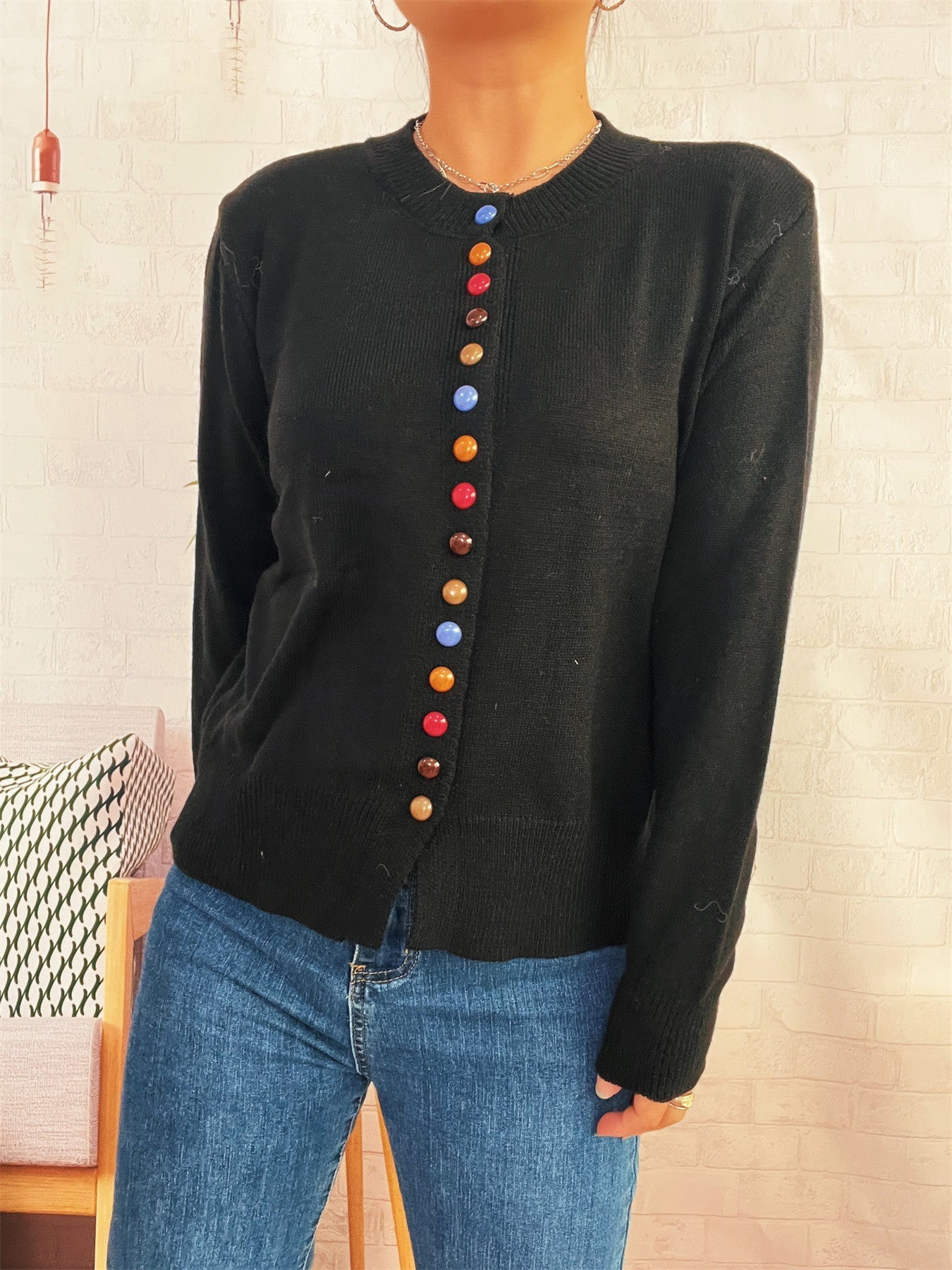 Cardigan For Women Streetwave With Colorful Buttons Soft Knit Cozy Chic Everyday Style
