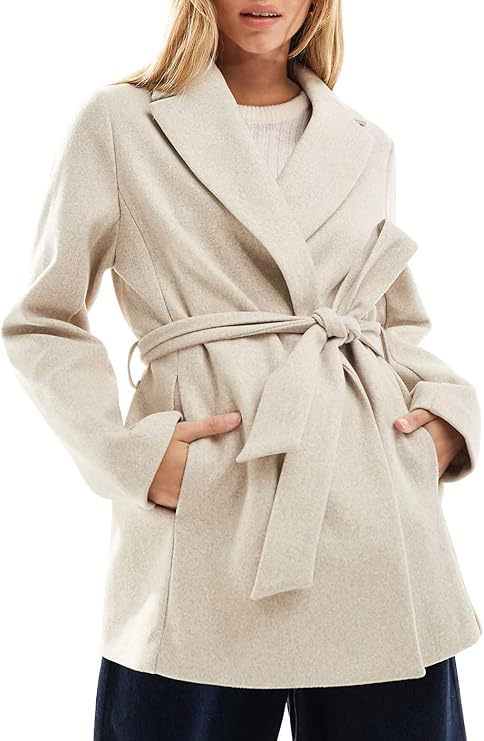 Street-wave Women Pink Wrap Coat Belted Jacket For Elegant Comfort And Versatile Office To City