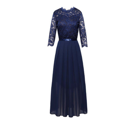 Street-wave Lace Maxi Dress for Women With Elegant Lace Bodice and Sheer Skirt For Special Occasions