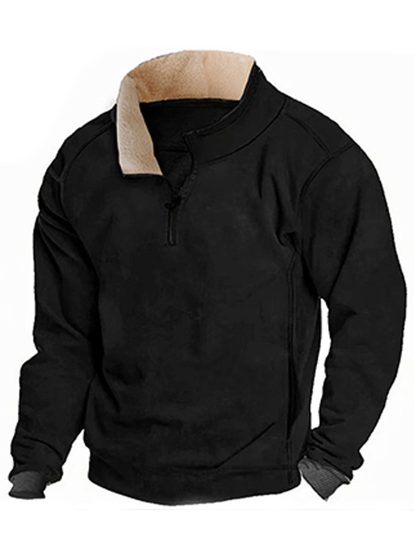Street-wave Men's Fleece Sweatshirt With Stand Collar Soft Breathable Warmth For Active Lifestyle
