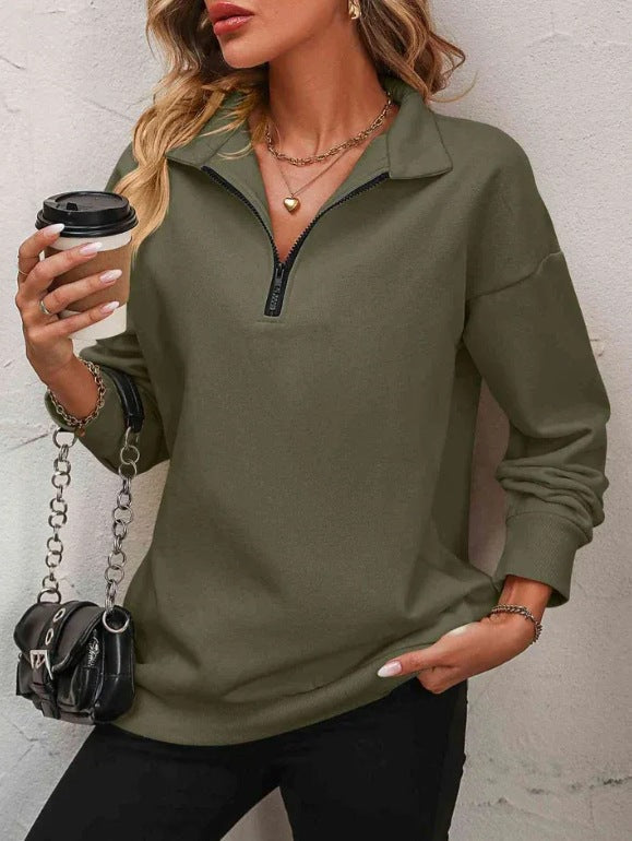 Womens Half Zip Sweatshirt Street-wave Cozy Breathable Everyday Comfort Ideal for Casual Wear