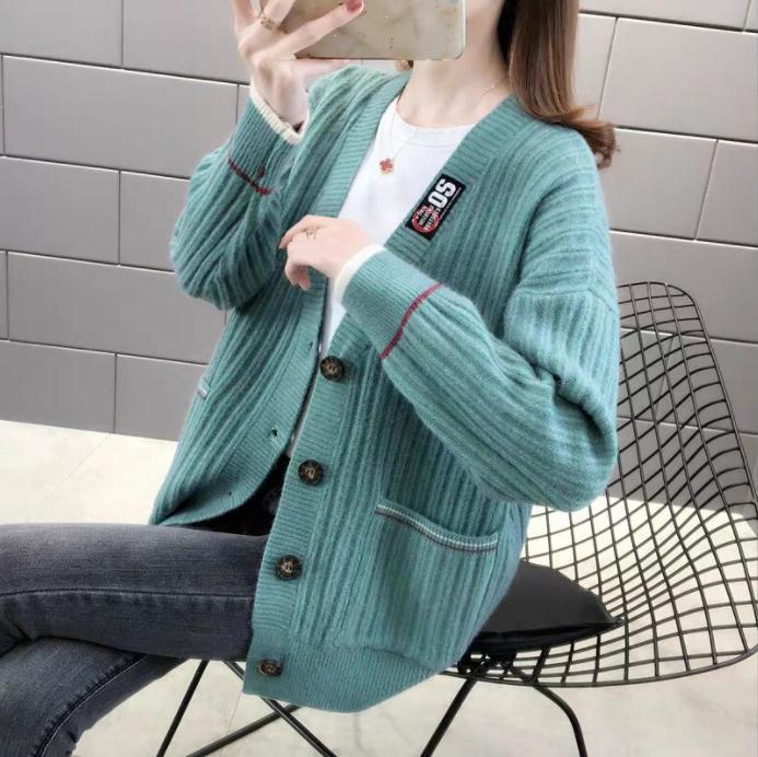 Street-wave Women's Cardigan With Structured Rib Knit And Practical Pockets For Cozy Everyday Style