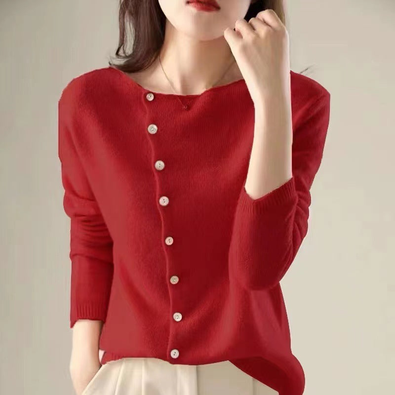Street-Wave Button Front Cardigan For Women Classic Long Sleeve Knit For Effortless Chic Warmth