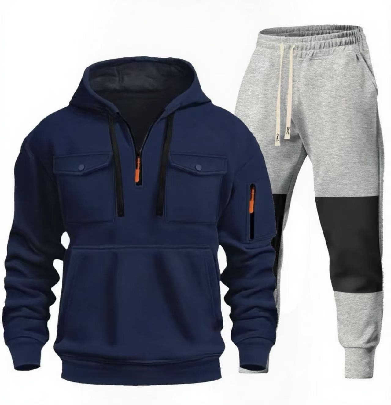 Street-wave Mens Functional Sweatshirt And Jogger Set For Active Comfort And Style