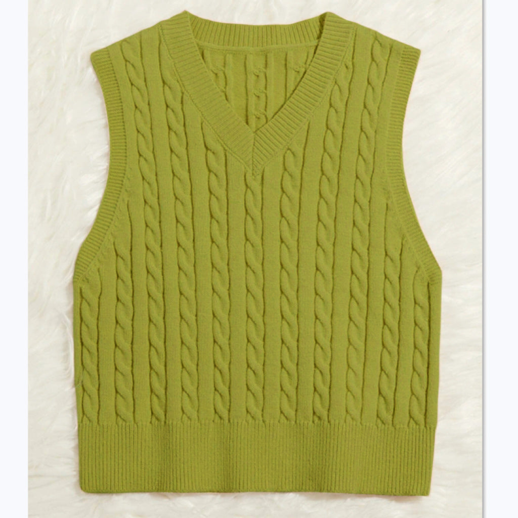 Street-Wave Womens Cable Knit Vest With V-Neck For Women Soft Cotton Blend Versatile Layering