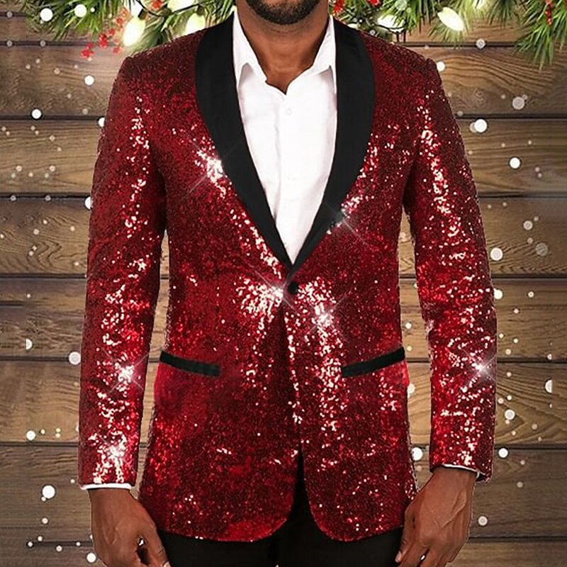 Street-Wave Men Glitter Sequin Blazer With Black Lapel Dazzling Party Statement Showstopper