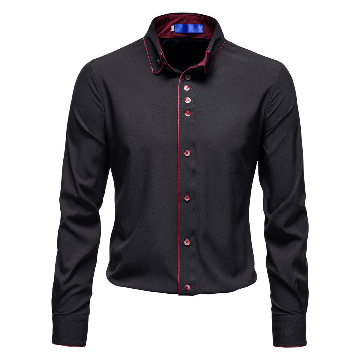 Street Wave Mens Elegant Shirt With Contrast Collar Trim