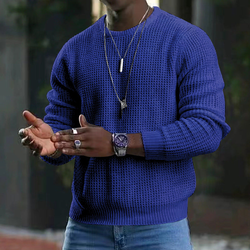 Street-Wave Mens Structured Knit Sweater Breathable Cotton Comfort For Everyday Casual Wear