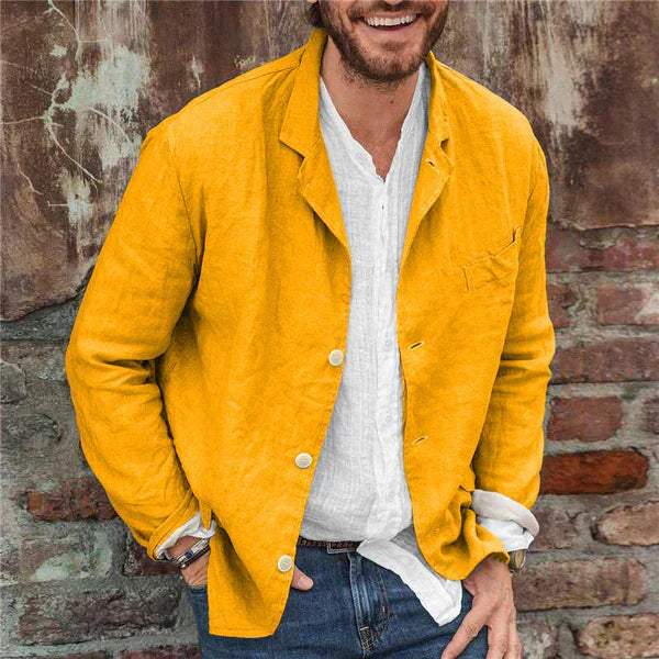 Streetwave Cotton Linen Jacket For Men With Breathable Relaxed Fit And Classic Everyday Style
