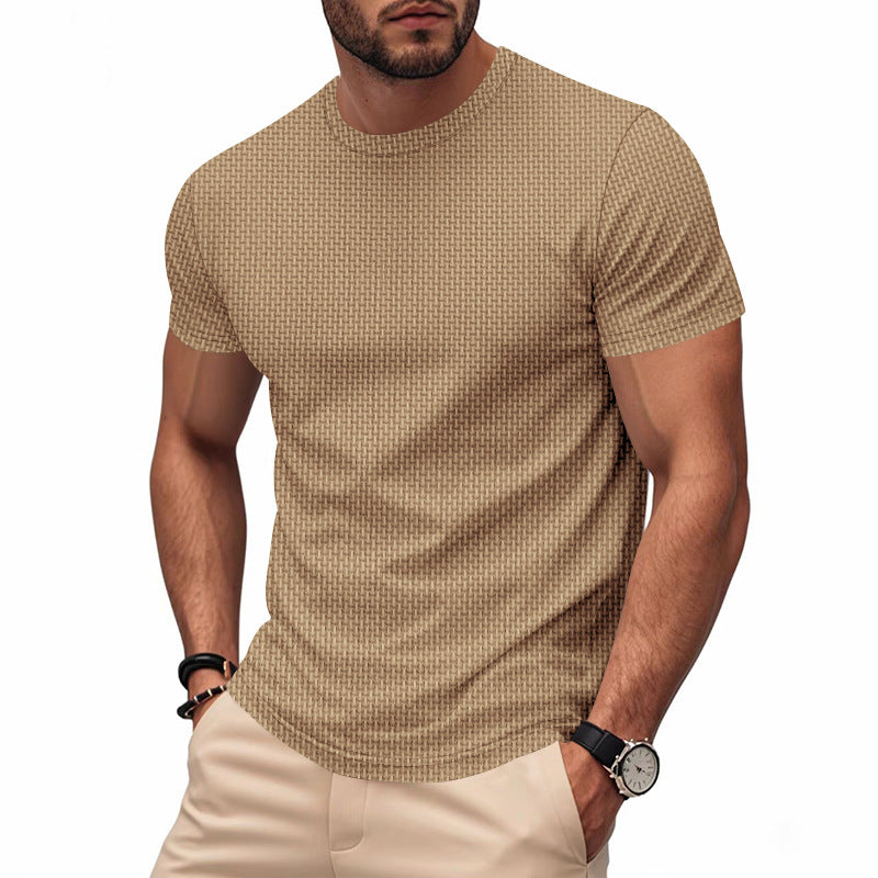 Street-Wave Mens Short Sleeve T Shirt With Structured Texture And Breathable Cotton Everyday
