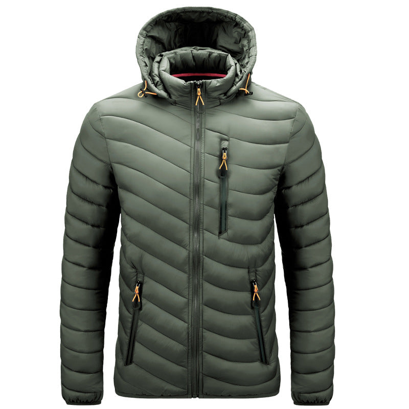 Street-Wave Men's Vegan Leather Puffer Jacket With Hood Eco Quilted Outerwear For Men