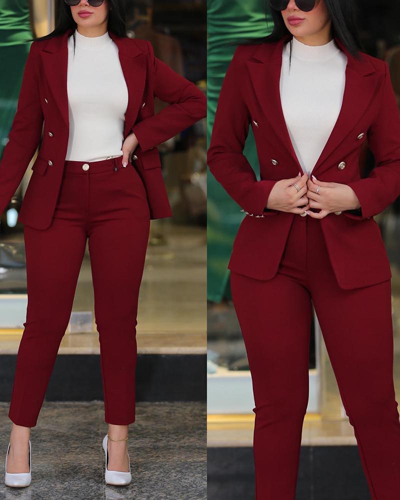 Street-wave Women Elegant Suit Set With Tailored Blazer And Slim Trousers For Office Confidence
