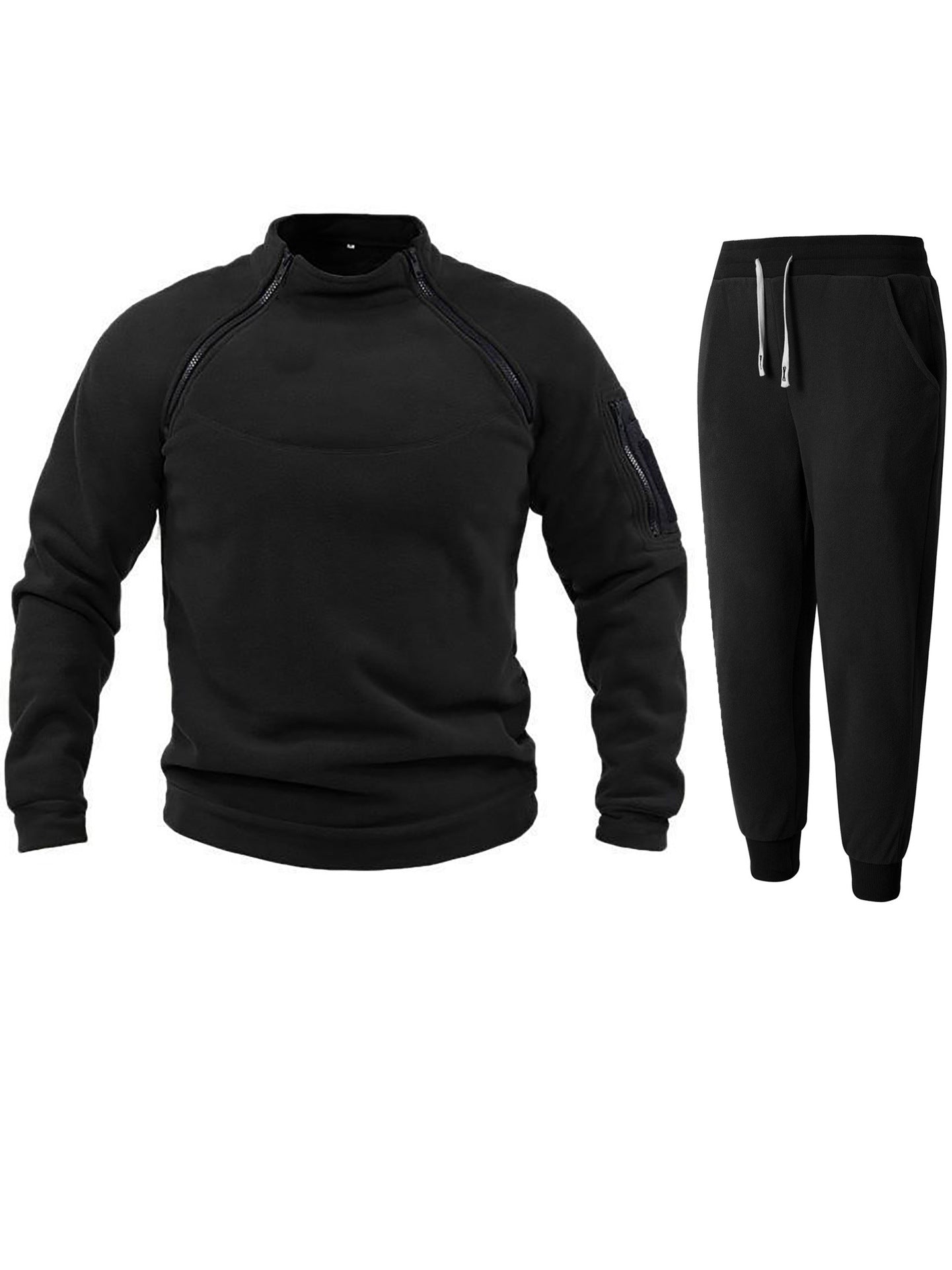 Streetwave Mens Functional Fleece Jacket And Elastic Joggers Set For Active Athletes Streetwear