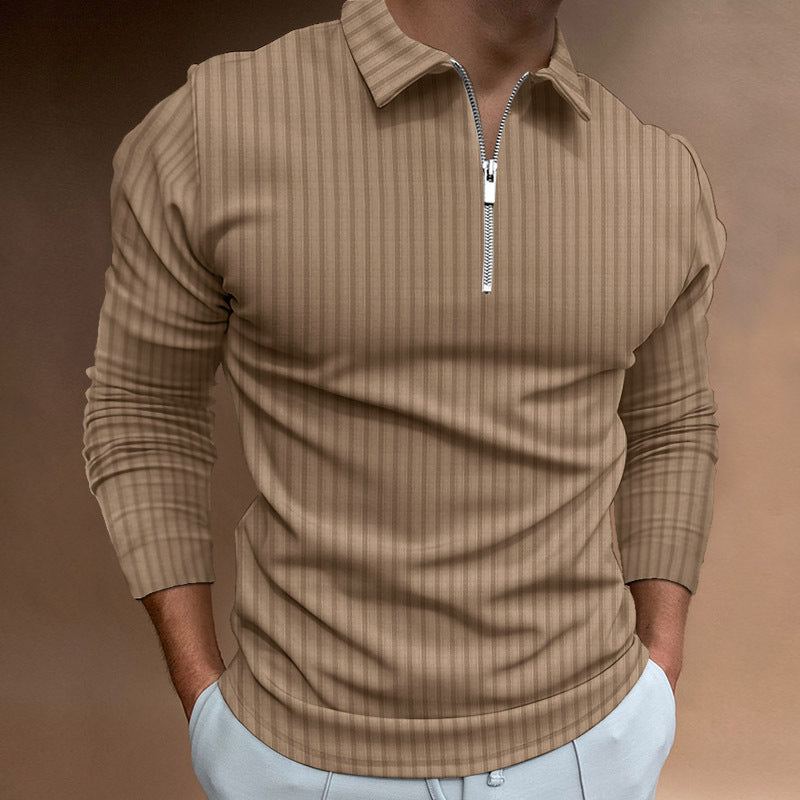 Streetwave Mens Zip Polo Shirt With Stripes Modern Comfortable Polo For Fashion Forward Men