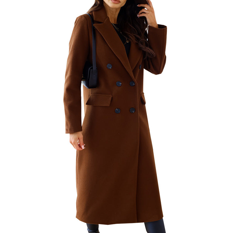 Streetwave Womens Wool Coat Double Breasted Elegant Warmth Timeless Chic Outerwear