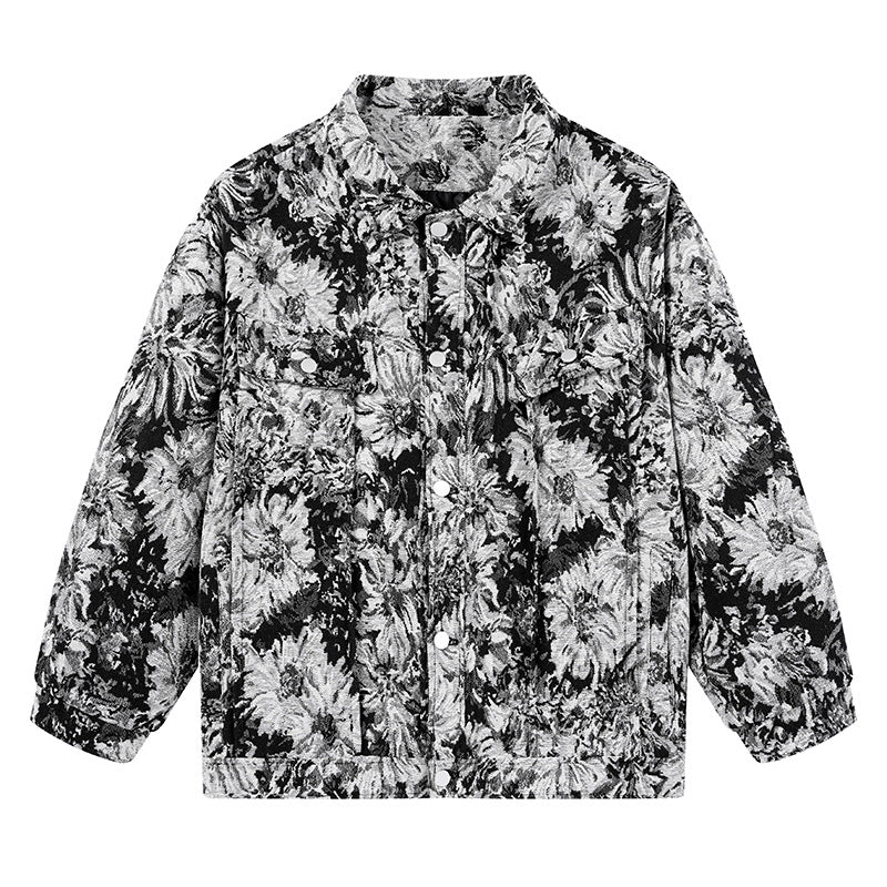 Street Wave Floral Print Blouson Jacket For Women Chic Comfort Lightweight Outerwear