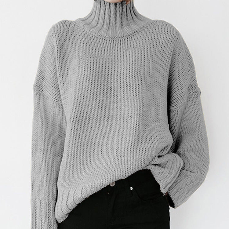 Street-Wave Women Chunky Knit Sweater With High Neck Cozy Soft Feel And Relaxed Versatile Fit For Cold Days