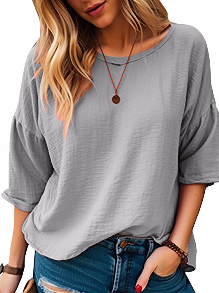 Oversized Shirt For Women Street-wave Casual Comfort With Wide Round Neckline Versatile Everyday Style