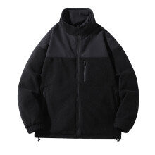 Street-Wave Mens Fleece Jacket With High Collar And Zipper Pockets For Outdoor Warmth